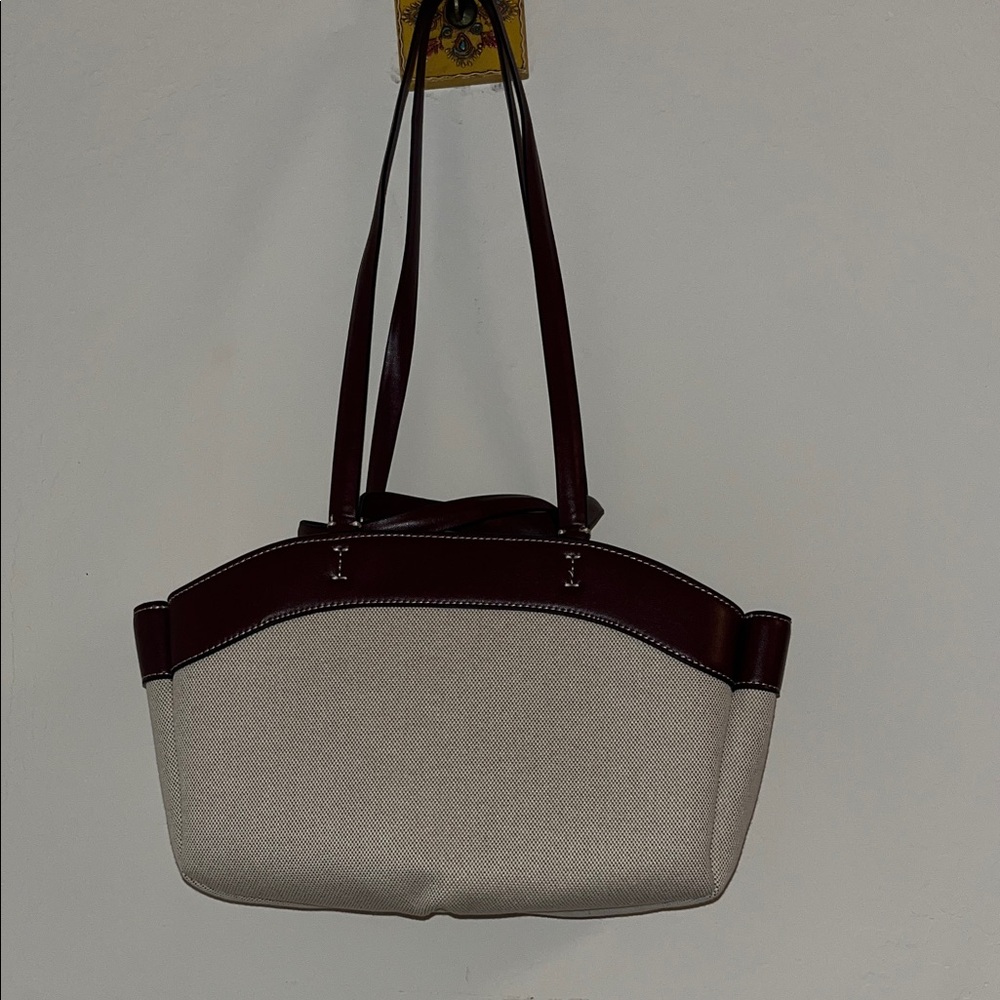 Zara Cream and Brown Shoulder Bag